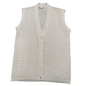 Vintage 1970s Montgomery Ward Women's White Sweater Vest Large